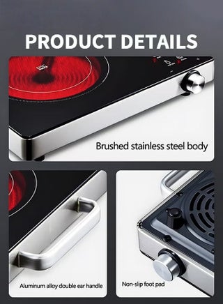 Induction Cooker,Electric Induction Countertop Burner With 2 Handle And LCD Sensor Touch Timer,6 Power Induction Burner For Cooking Induction Cooktop - view 3